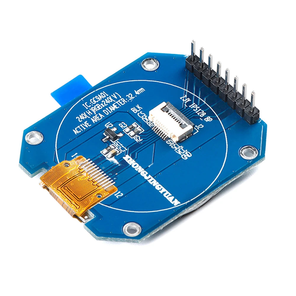 Custom 1.28 inch round TFT LCD screen display 128*128  RGB screen SPI interface GC9A01 driver 32.4mm 8Pin Manufacturer