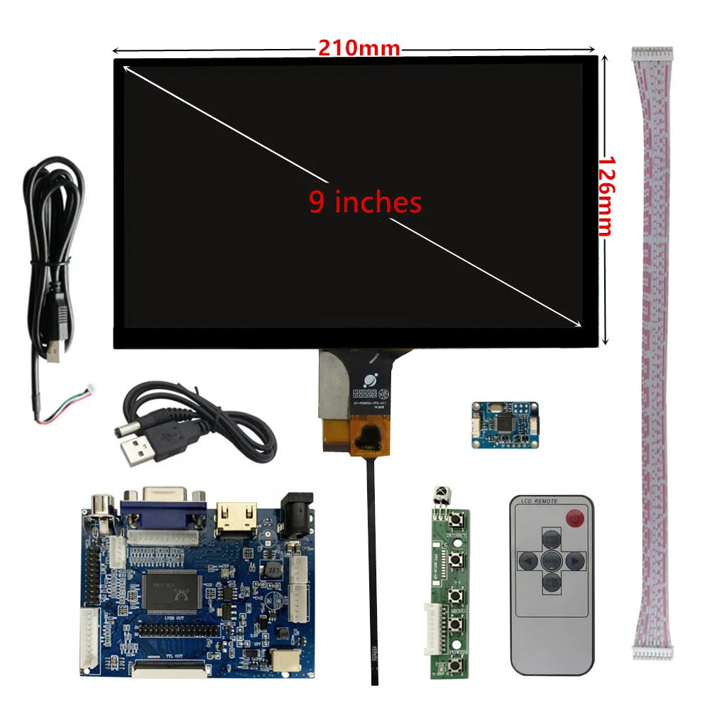 Custom 9 Inch 1024*600 LCD Display Screen Driver Control Board HD-Compatible VGA AV Digitizer Touchscreen For Raspberry Pi PC Monitor Manufacturer