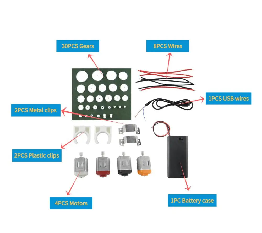 Custom DC Motor Kit 4PCS Motor 1PCS Battery Holder 4PCS Motor Mounting Bracket for Mini Fan Electric Toys and Science Experiment Manufacturer