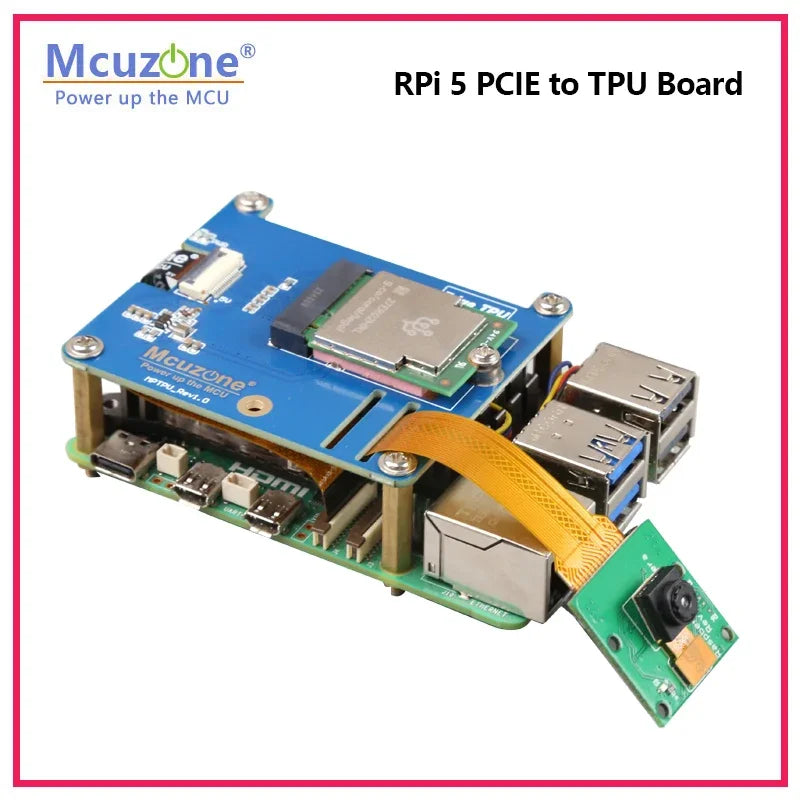 MPTPU Raspberry Pi 5 PCIE To TPU HAT   M.2 E Key Interface, Support Google Coral Edge TPU Custom