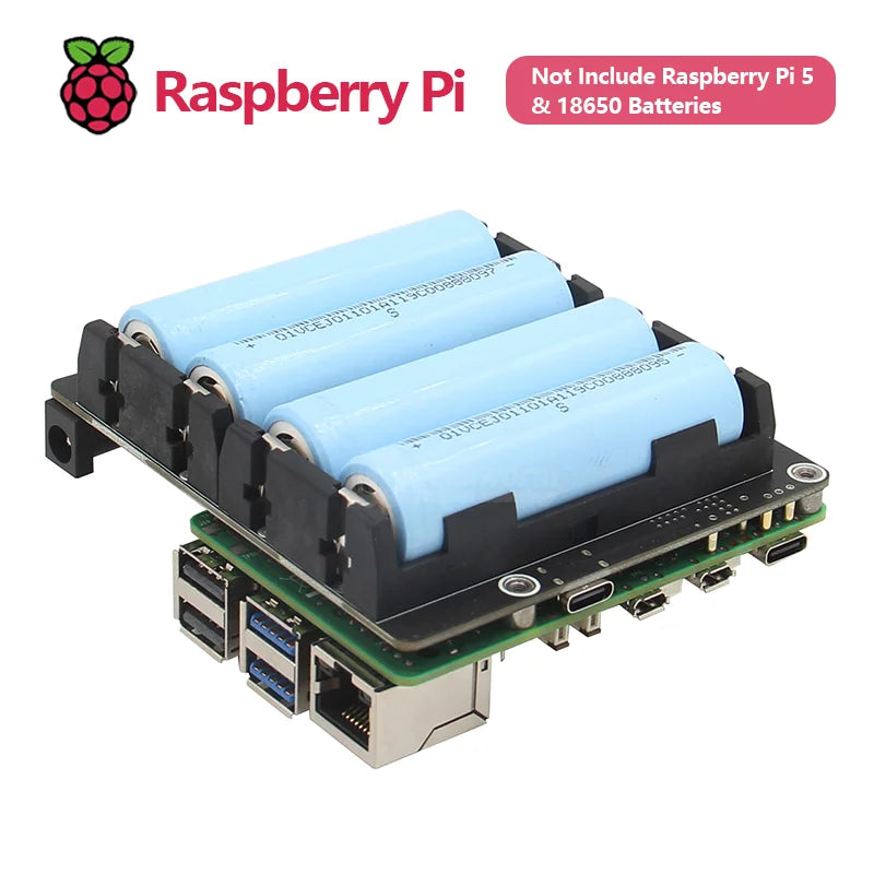 Custom X1202 Extension Board UPS & Power Management Board with 4 Cell 18650 Battery Holder for Raspberry Pi 5