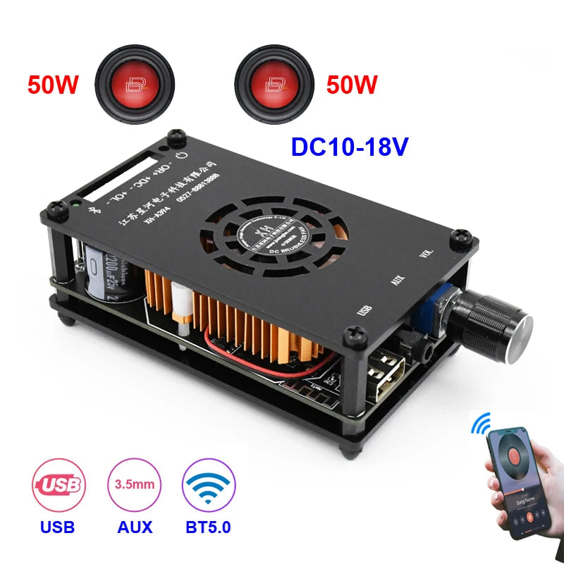 Custom 50W+50W Digital Power Amplifier TDA7388 Class D Audio 10W~200W HiFi Stereo Wireless Music Player Mini USB AUX AMP pcb assembly Manufacturer