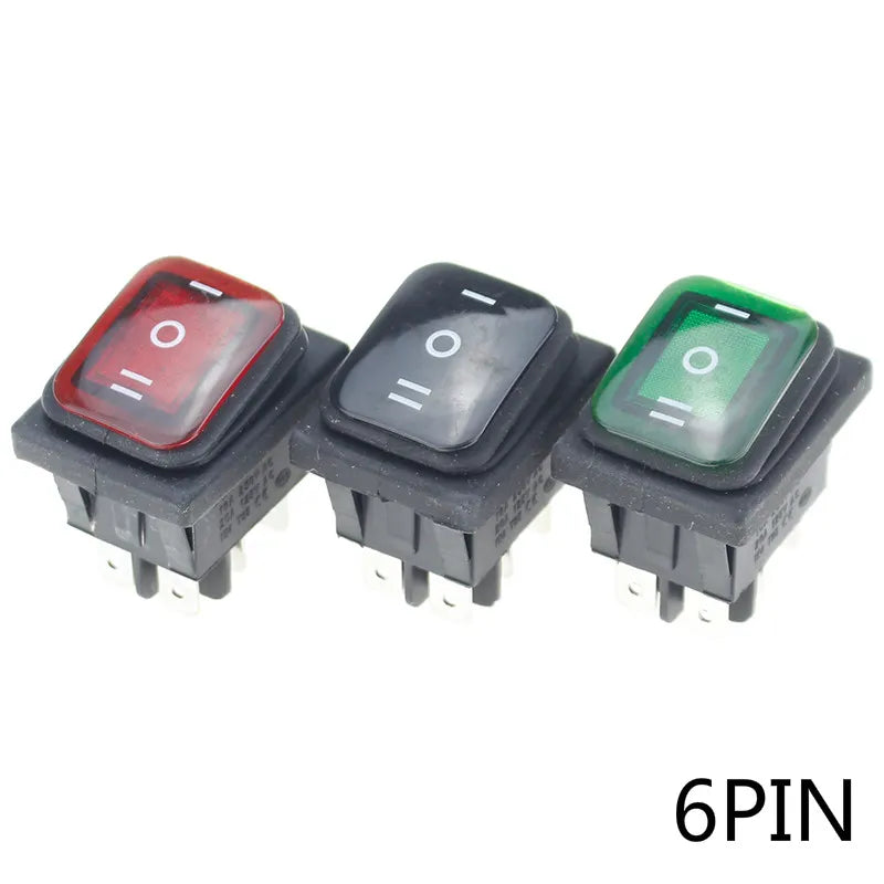 Custom 1pcs on off on 12V/220V Heavy Duty 6 pin DPDT IP67 Waterproof Auto Boat Marine Toggle Rocker Switch with LED 12V 220V 27x22mm Manufacturer