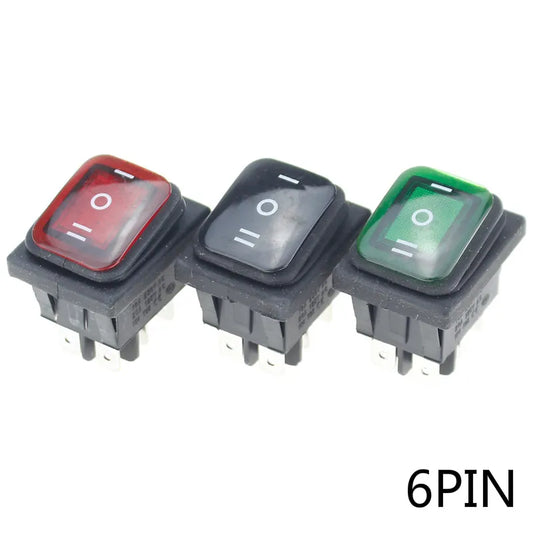 Custom 1pcs on off on 12V/220V Heavy Duty 6 pin DPDT IP67 Waterproof Auto Boat Marine Toggle Rocker Switch with LED 12V 220V 27x22mm Manufacturer