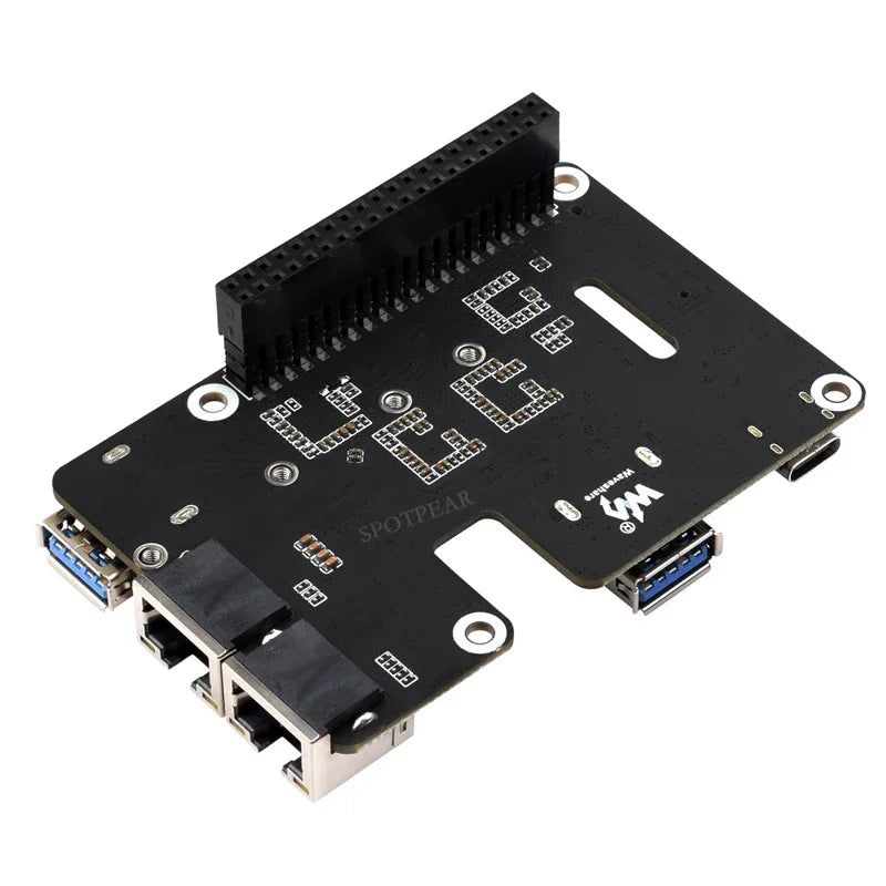 Raspberry Pi 5 PCIe to USB3 HUB Double 2.5G ETH RJ45 and M.2 NVMe SSD PI5 Expansion board HAT+