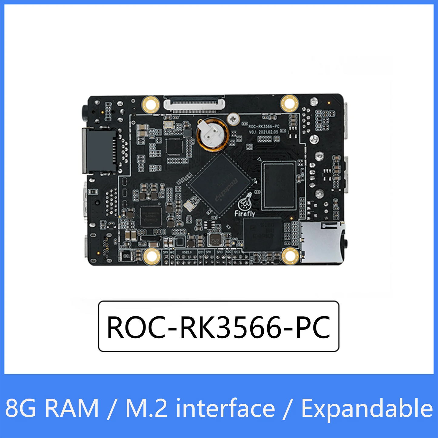 Custom Custom ROC-RK3566-PC Open Source Quad-Core 64-Bit Mini Computer Edge computing Cloud terminal,M.2 Interface,Expandable hard disk Manufacturer