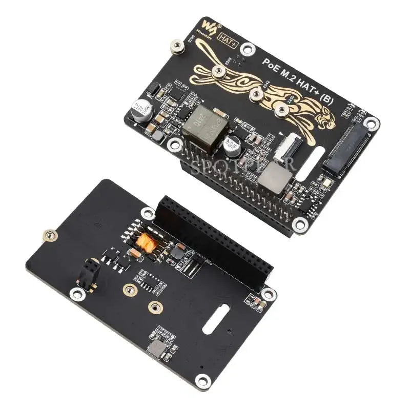 Raspberry Pi 5 PoE Power And PCIe M.2 NVMe SSD HAT PLUS (B) 2230/2242/2260/2280 For PI5