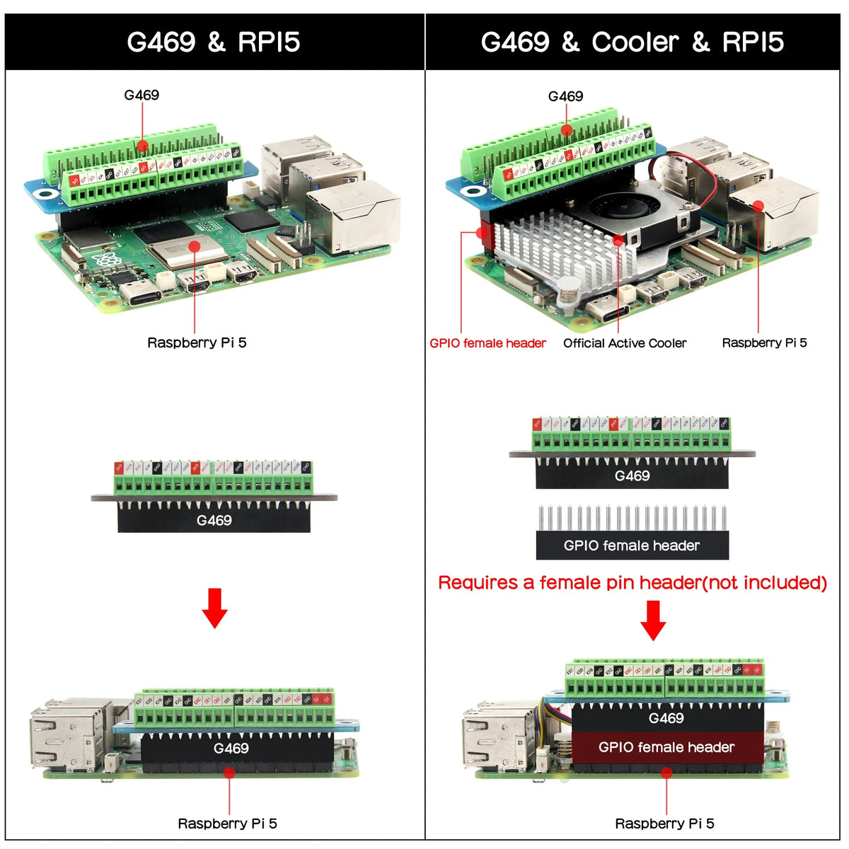G469 mini terminal expansion board for Raspberry Pi 5/4B/3B+/3B/Zero/Zero W