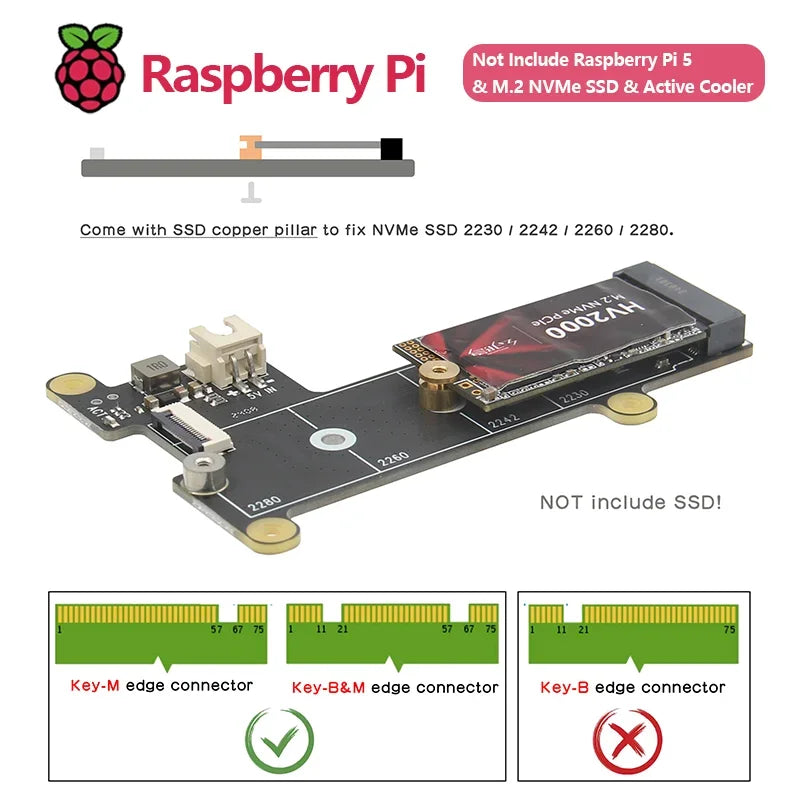 X1001 V1.1 pcie M.2 NVMe SSD 2280 PIP PCIe Peripheral Board Shield for Raspberry Pi 5 Custom