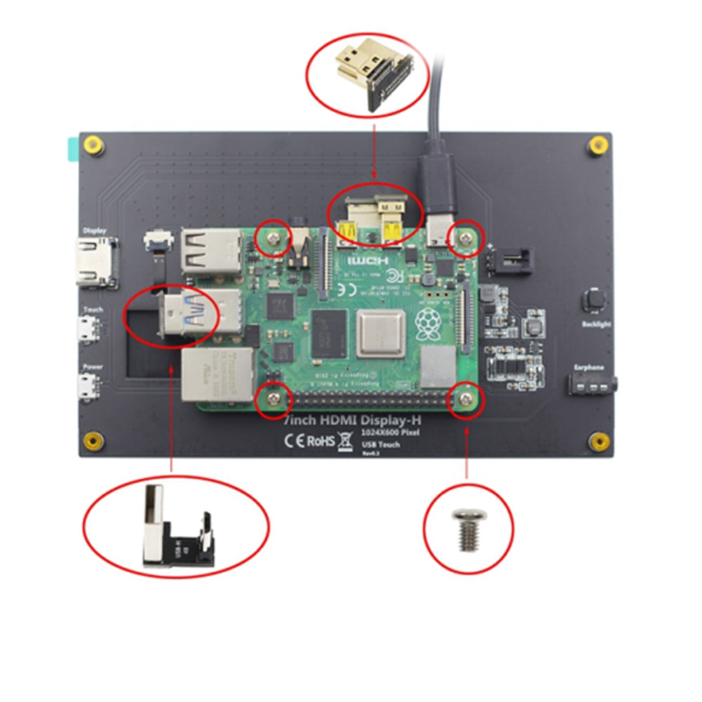 LONTEN 7 inch lcd display capacitive touch IPS 1024*600 monitor with holder speaker for Raspberry Pi win7 Custom