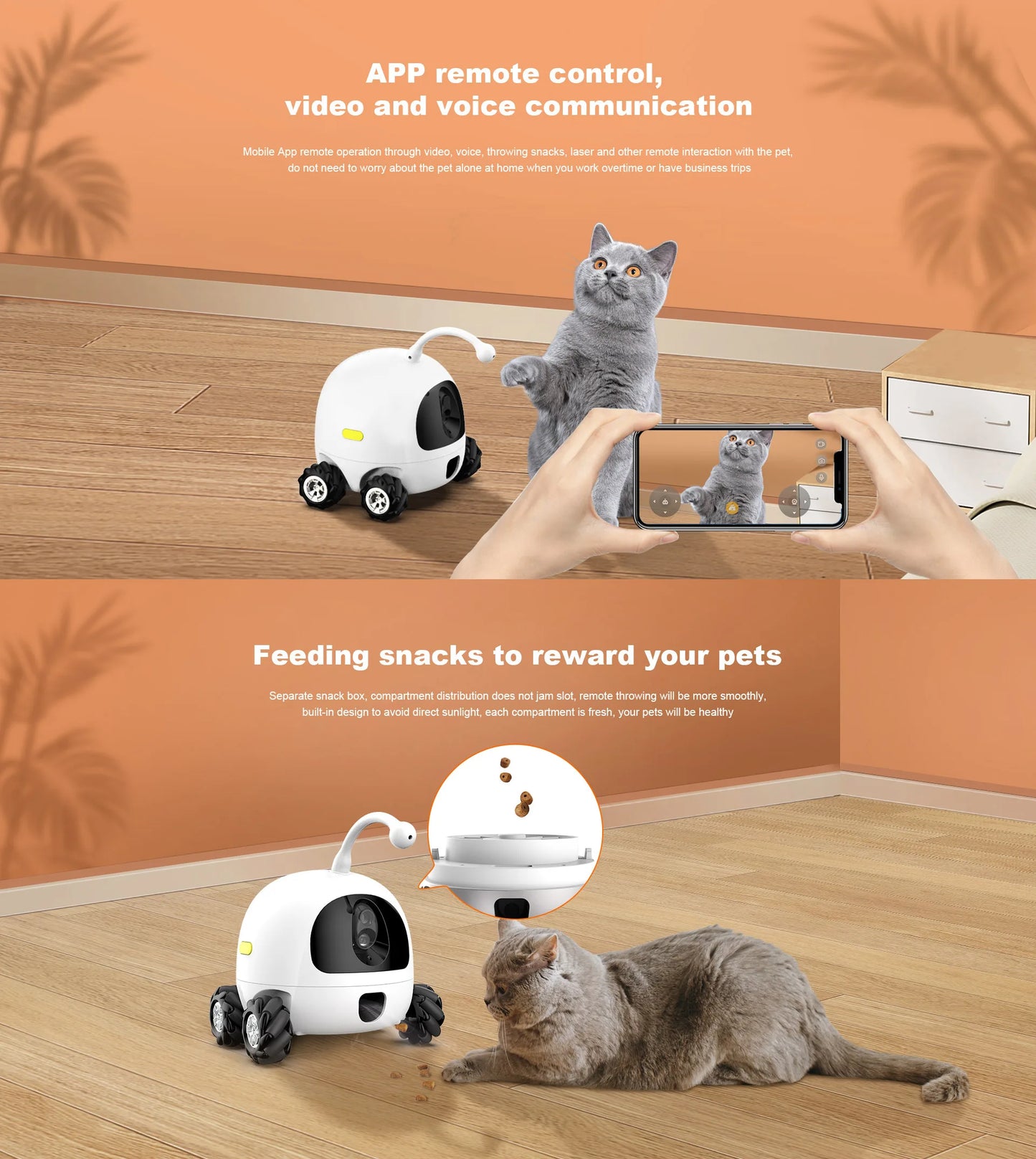 Custom Pet Toys Webcam Full HD 1080P smart pet robott robot pet toys robot with dog camera treat Cat toy Intelligent companion robot Manufacturer