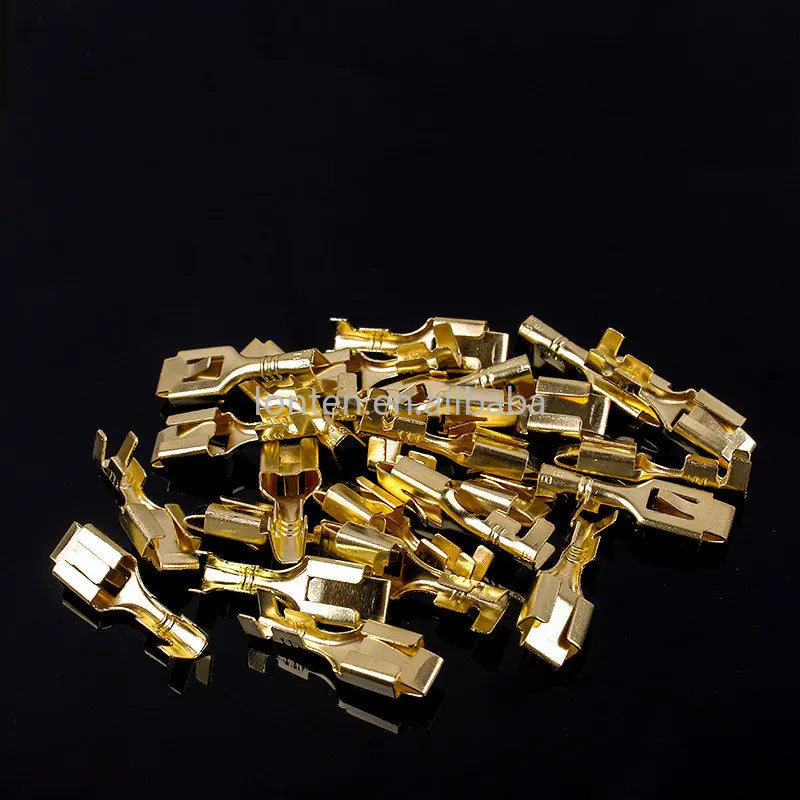 Custom 50Pcs/lot 6.3mm Automotive Connector Female Male Crimp Terminal for Car Electric Wire Connectors Gold-plated Copper Manufacturer