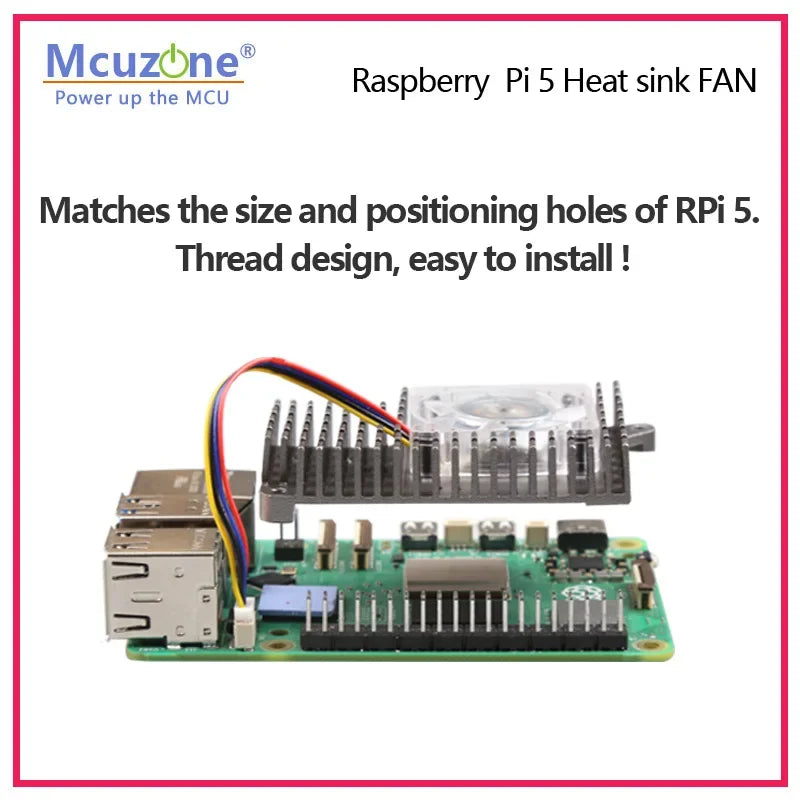 Raspberry Pi 5 Heat Sink FAN Aluminum Alloy Material | Anti-oxidation | Good Thermal Conductivity Custom