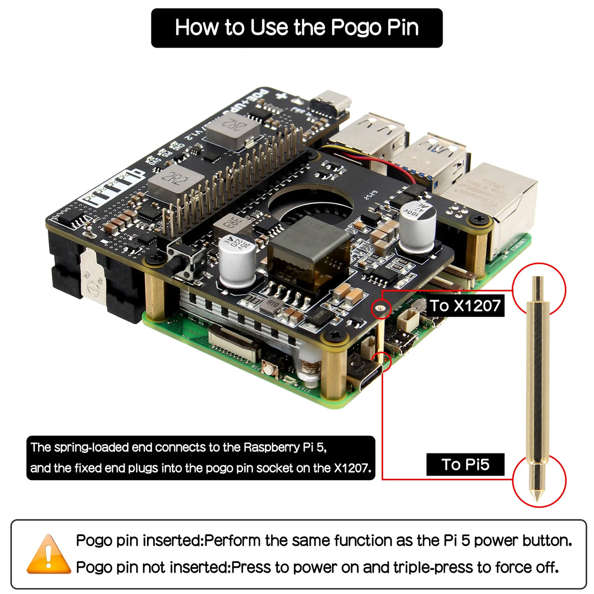 X1207 V1.2 POE+UPS Hat Power Management Board Compatible with 1 Cell 21700 Batteries for Raspberry Pi 5