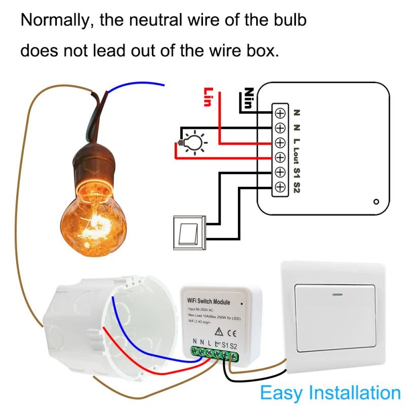 Custom New 1Pc Smart Electronics Life Tuya APP 1/2 Way 95-250V Wireless Remote Switch Smart Automation Module For Alexa Google Home Manufacturer