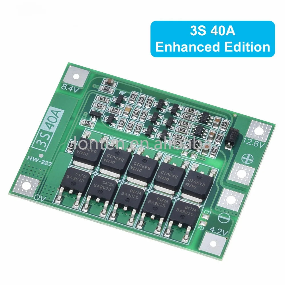 Custom 3S 4S 40A 60A Li-ion Lithium Battery Charger Protection Board 18650 BMS For Drill Motor 11.1V 12.6V/14.8V 16.8V Enhance/Balance Manufacturer