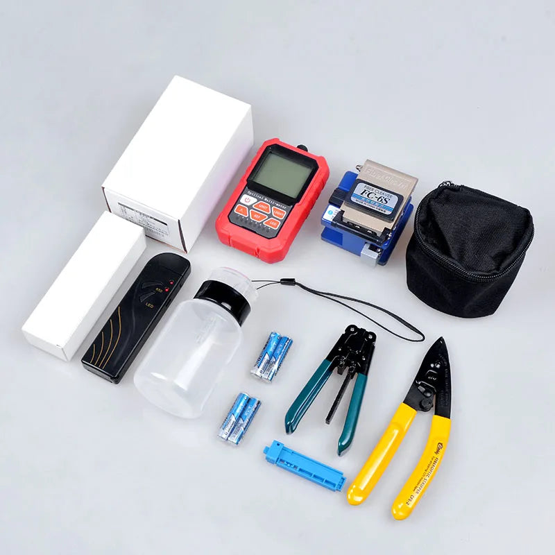 Custom FTTH Fiber Optic Tool Kit with Fiber optic power meter FC-6S Fiber Cleaver CFS-2 Miller Wire stripper 15mW VFL Fault detector Manufacturer