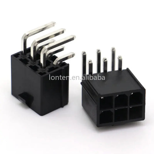 Custom 50PCS/Lot 4.2mm Black 6P Female Socket Curved Needle for PC Computer ATX Graphics Card GPU PCI-E PCIe Power Connector Manufacturer