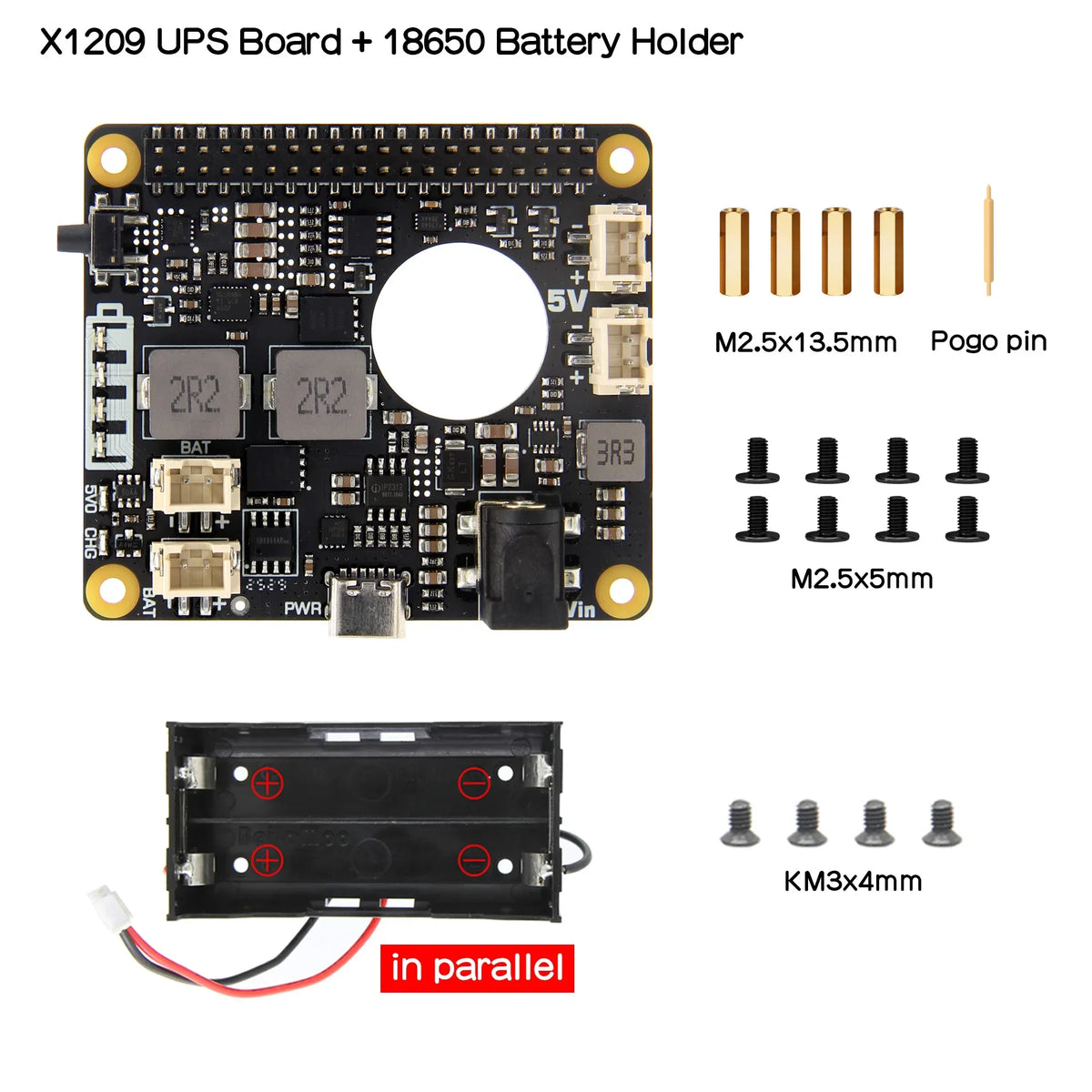 X1209 V1.0 5V UPS Shield & Power Management Board for Raspberry Pi 5 / 4B /3B