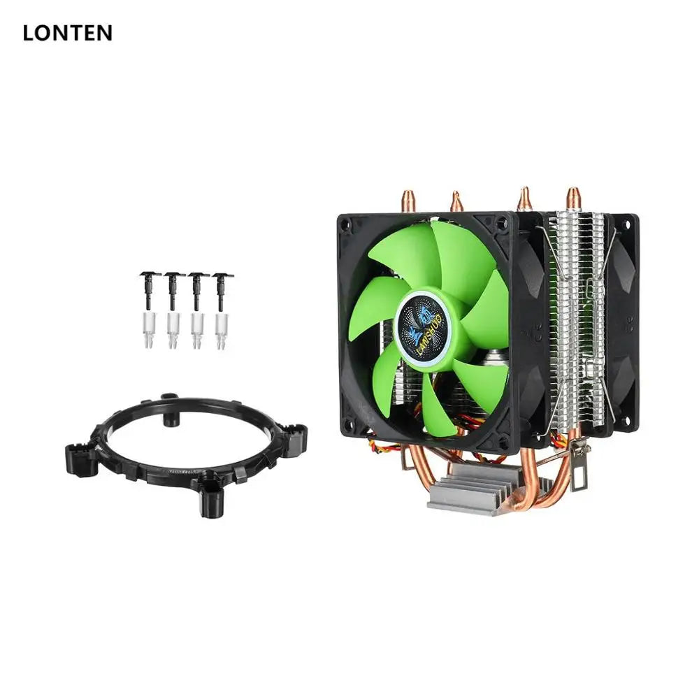 Custom Lonten 90mm 3Pin CPU Cooler Heatsink Quiet Fans For Intel LGA775/1156/1155 For AMD/AM2/AM3 Dual-sided Fan - Green Manufacturer