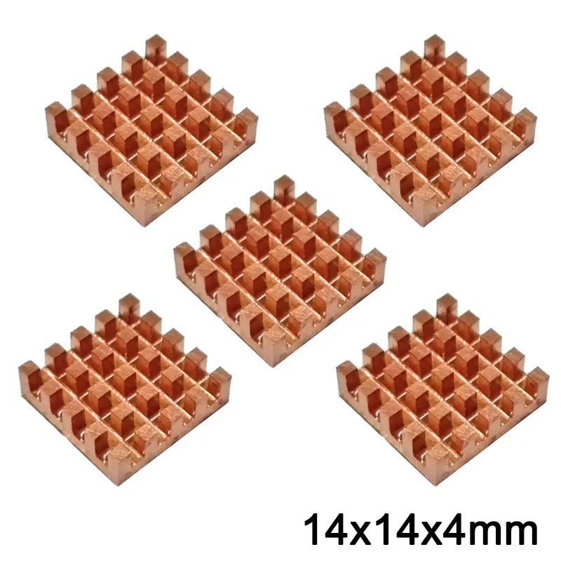 Custom 5pcs Pure Copper Mini Heat Sink Memory RAM Adhesive Back Cooling For VGA MOS GPU IC Chipset Radiator Cooler Heatsink 14x14x4mm Manufacturer