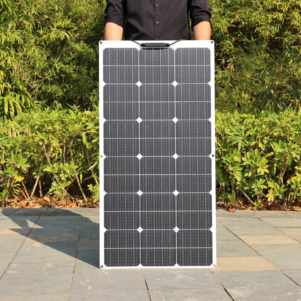 Custom Monocrystalline Solar Panel 18V 100W 200W Solar Panes Kit Off Grid System For Home Roof RV Boat 12V 24V Battery Charger Manufacturer