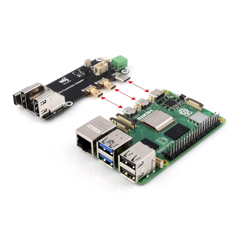 Custom Micro HD-compatible to HD-c Multifunctional Adapter for Raspberry Pi 5 / 4B  Two Power Supply Methods Dual 4K Output