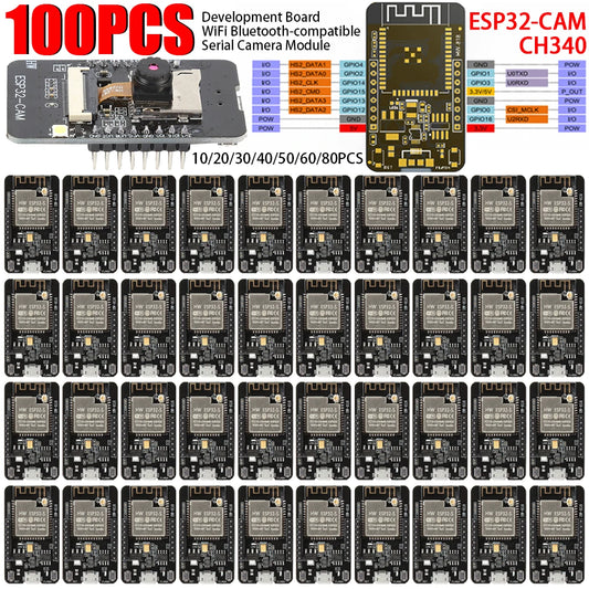 Custom 100-1PCS ESP32-CAM-CH340 Development Board WiFi BT-compatible Wireless Module Supported UART SPI I2C PWM Interface Manufacturer