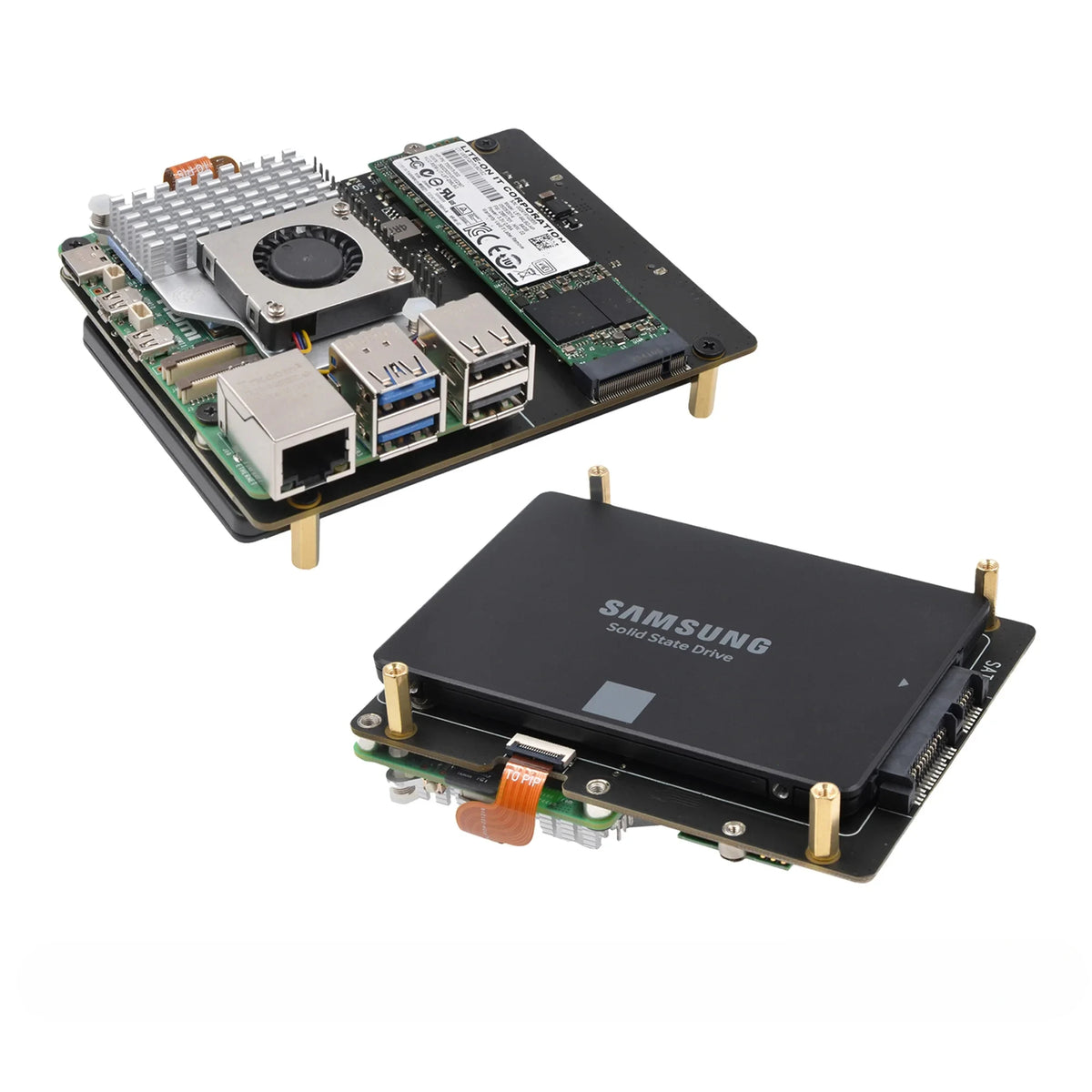 Custom  X1006 PCIe to 2.5" SATA SSD/HDD+M.2 2280 SSD Shield for Raspberry Pi 5 (NOT Support Boot from SSD)