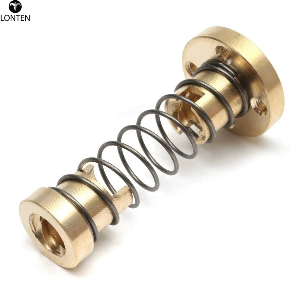 Custom Lonten T8 Anti-Backlash Spring Loaded Nut For 2mm / 8mm Acme Threaded Rod Lead Screws Manufacturer