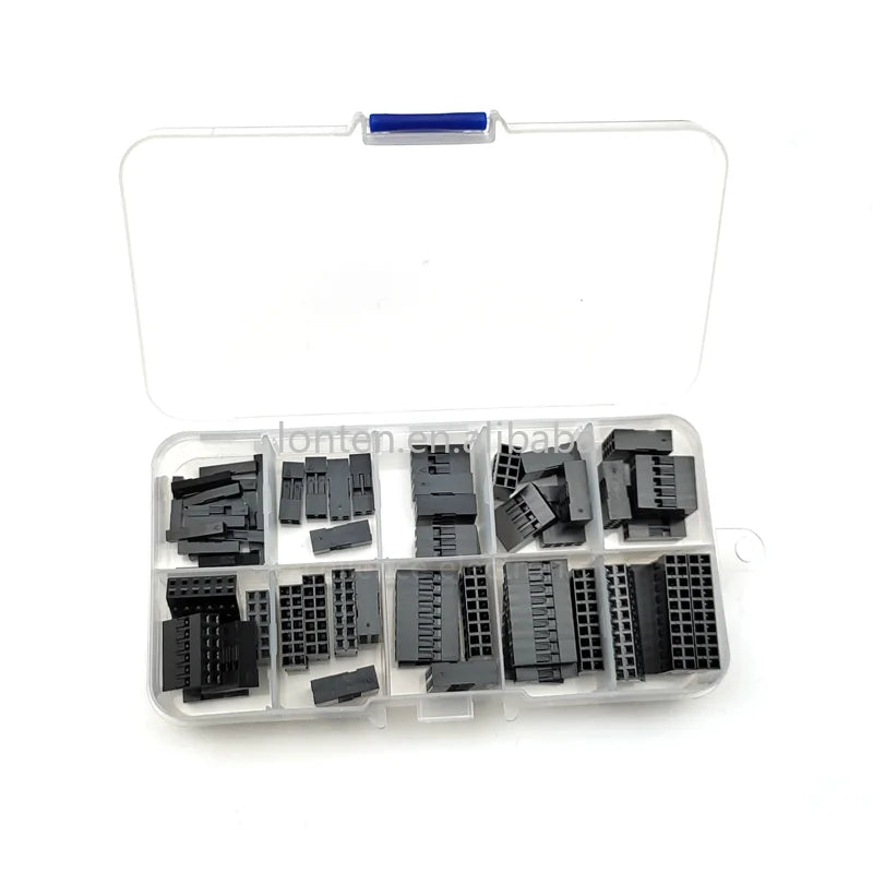 Custom 62PCS/Box Double Row DuPont Rubber Shell 2.54mm Spacing DuPont Wire Plug Connector Black 2*2/3/4/7/8/9/10P Manufacturer