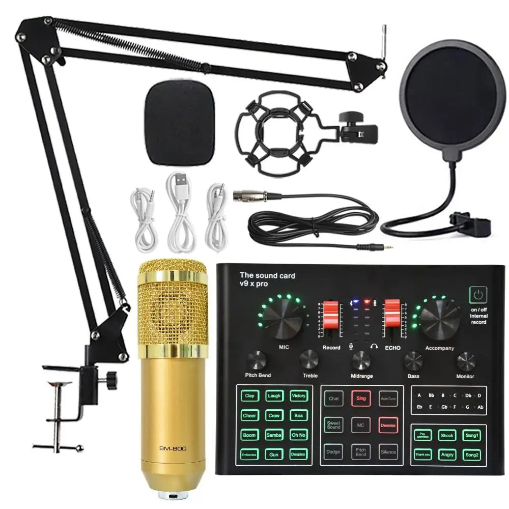 Custom LT V9XPro BM800 Sound Card Studio Music Set Mixer Noise Reduction Portable Microphone Voice Live Broadcast for Phone PC Record Manufacturer