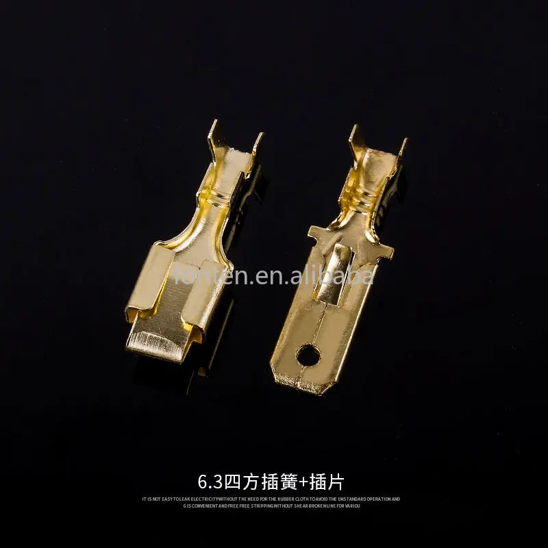Custom 50Pcs/lot 6.3mm Automotive Connector Female Male Crimp Terminal for Car Electric Wire Connectors Gold-plated Copper Manufacturer