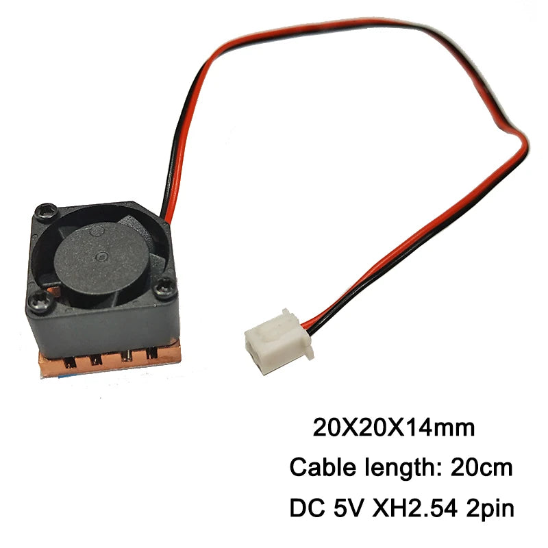 Custom Pure Copper Heat Sink with Fan Adhesive Back Cooling For Computer DIY Fans IC Chipset Cooler 20x20x14mm Manufacturer