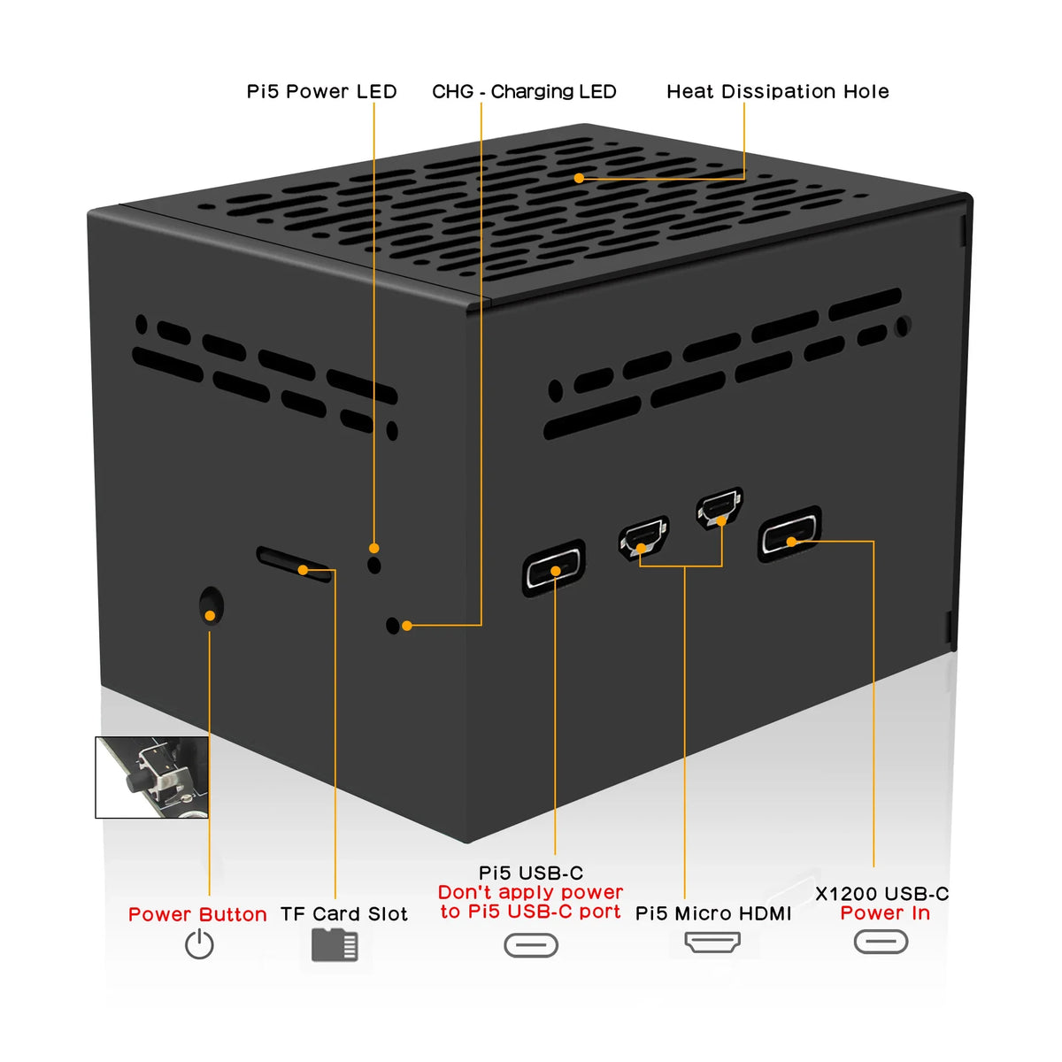 X1200-C1 Metal Case for Raspberry Pi 5 & X1200 UPS Board