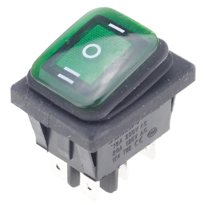 Custom 1pcs on off on 12V/220V Heavy Duty 6 pin DPDT IP67 Waterproof Auto Boat Marine Toggle Rocker Switch with LED 12V 220V 27x22mm Manufacturer
