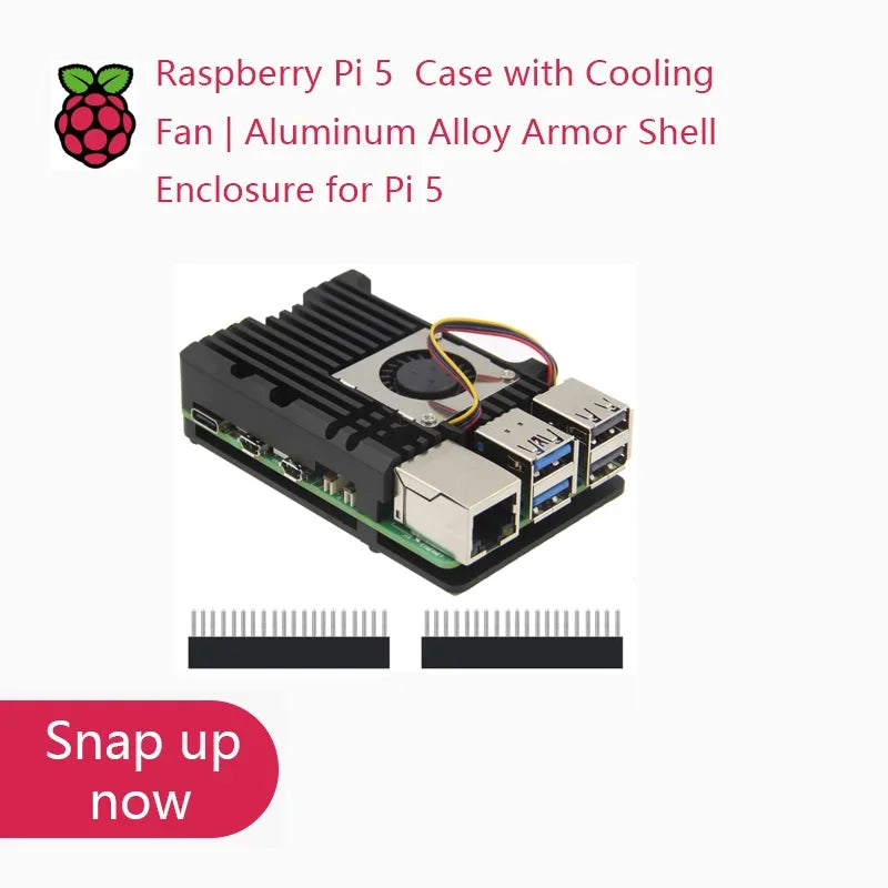 Raspberry Pi 5 Case with Cooling Fan  | Aluminum Alloy or Shell Enclosure for Pi 5 Custom