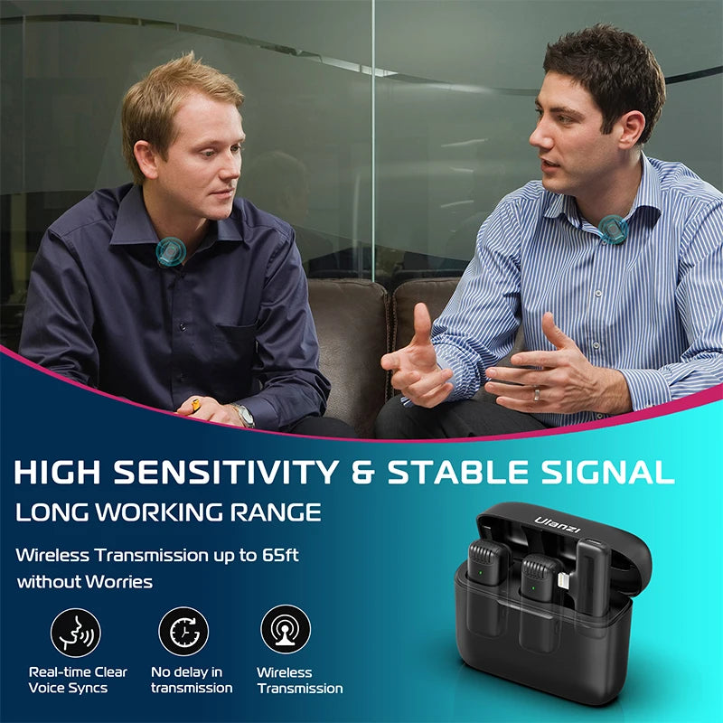 Custom New J13 J11 Portable Wireless 20M Lavalier Microphone Transmitter and Receiver Clip Lable Audio Video Mic with Type-C Lightning Manufacturer