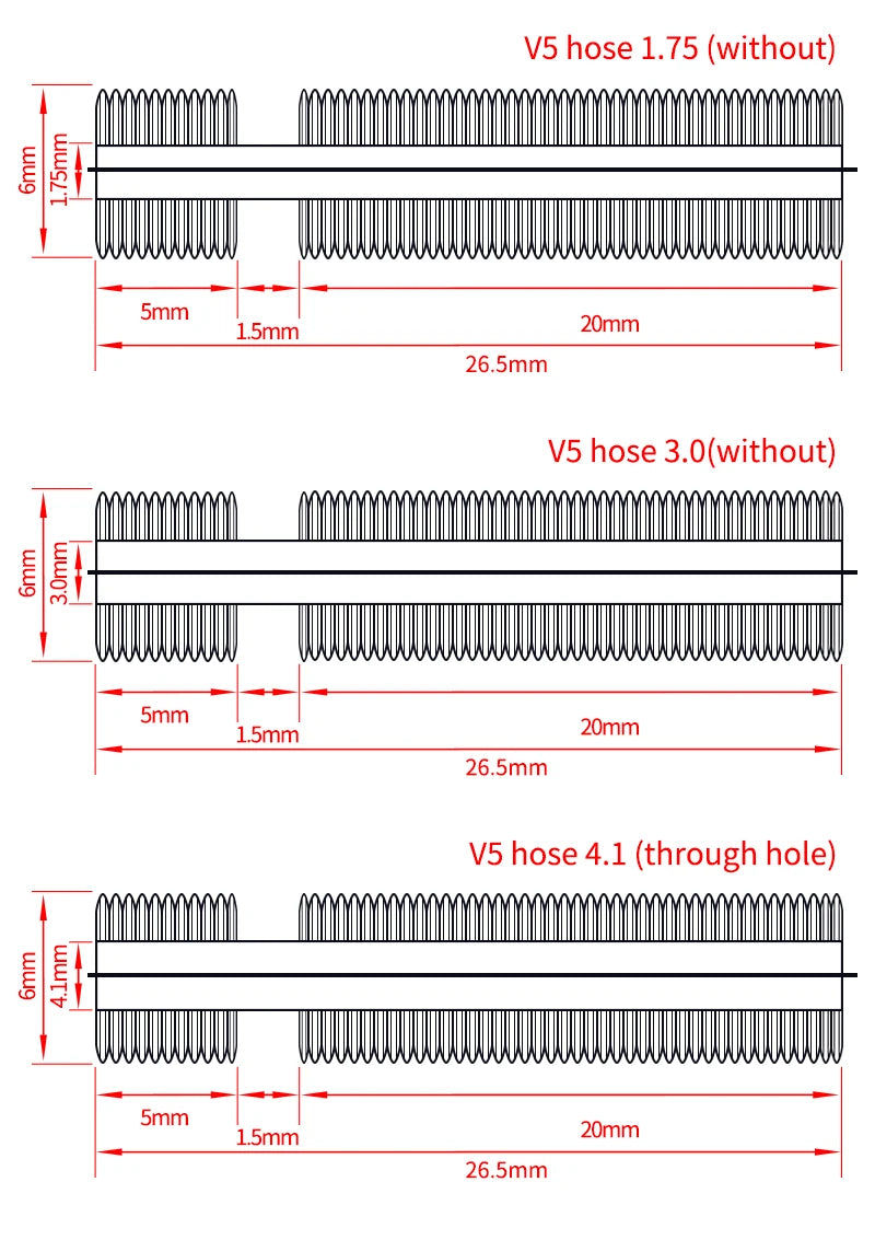 Custom 3D part V5 Stainless Steel Throat WITH PTFE 1.75/3/4.1mm Thread Hot End Filament 3D Printer Part All Metal With PTFE Tube Part Manufacturer