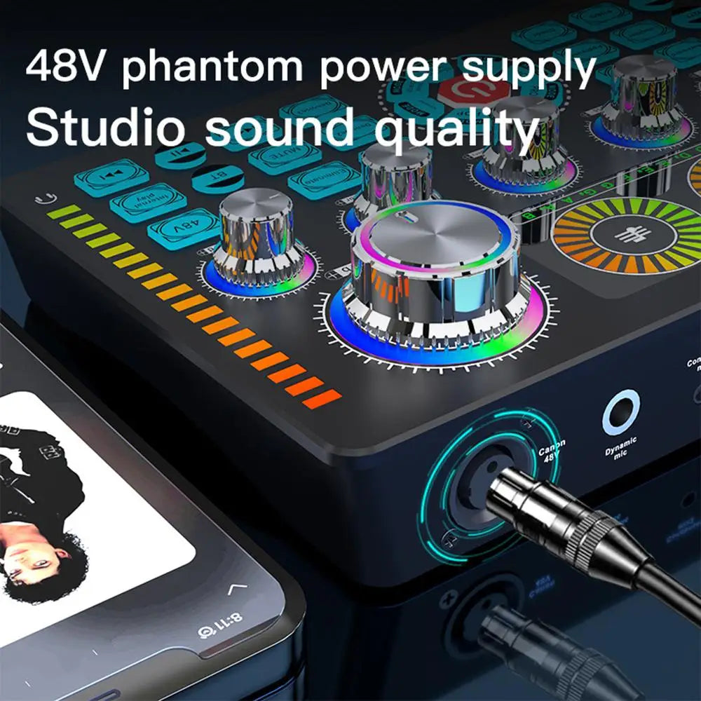 Custom LT Live Sound Card Studio Record Soundcard BT Microphone Mixer Voice Changer Live Streaming Sound Mixer Podcast Karaoke Home Manufacturer