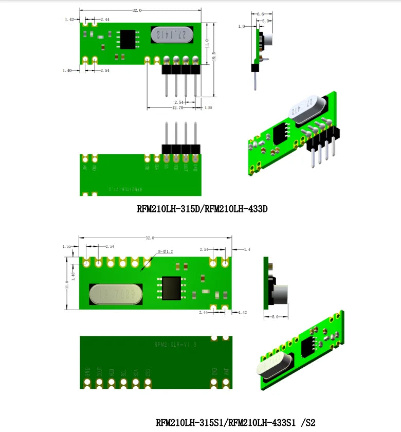 Custom 433MHZ 315MHZ 1G wireless receiving module