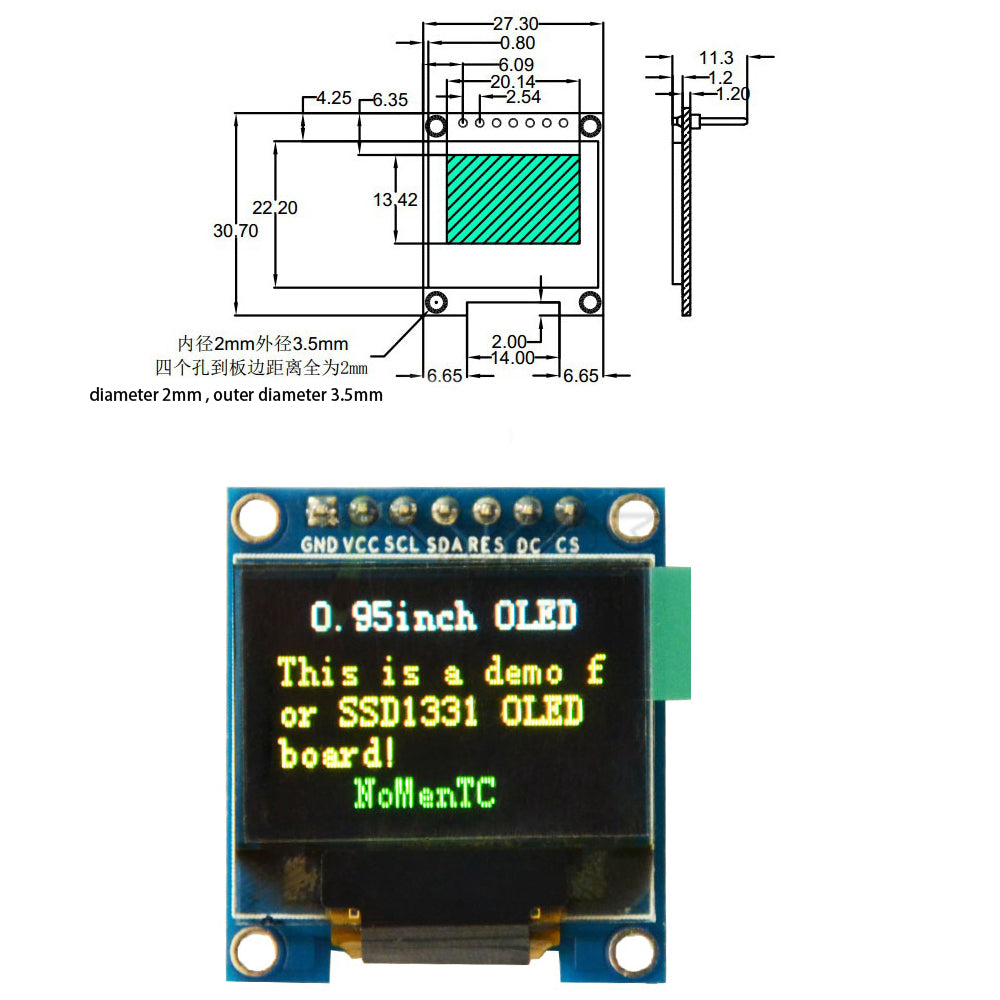 LONTEN 0.95 inch OLED screen display 96*64 screen module SSD1331 Full Color For Arduino DIY SPI Custom