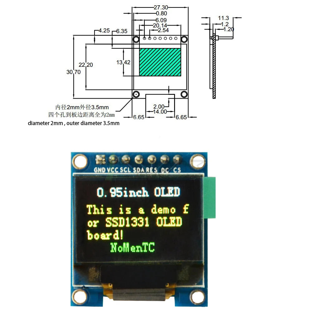 Custom LONTEN 0.95 inch OLED screen display 96*64 screen module SSD1331 Full Color For Arduino DIY SPI Manufacturer