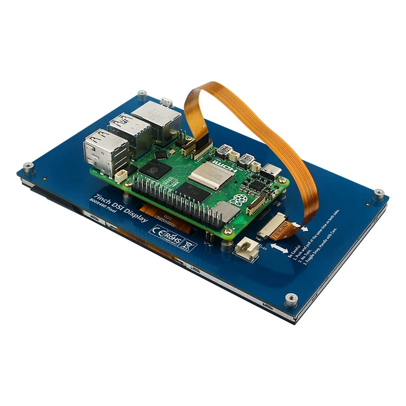 Caturda 7 Inch DSI Touch Screen IPS Display 800*480 MIPI CSI Cable Holder for Raspberry Pi 5 4B 3B+ 3B