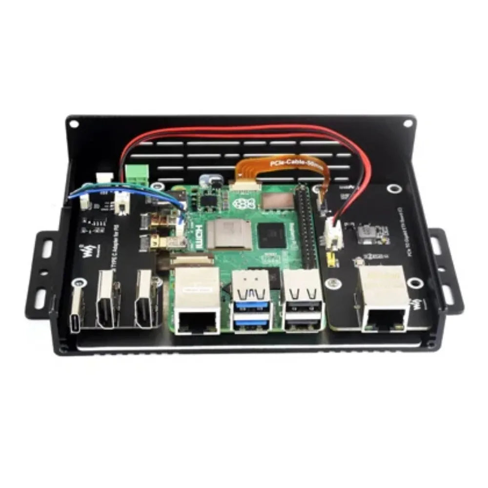 Waveshare Multi-functional All-in-one Mini-Computer Kit Designed for Raspberry Pi 5, Aluminum Alloy Case Option for PCIe Adapter