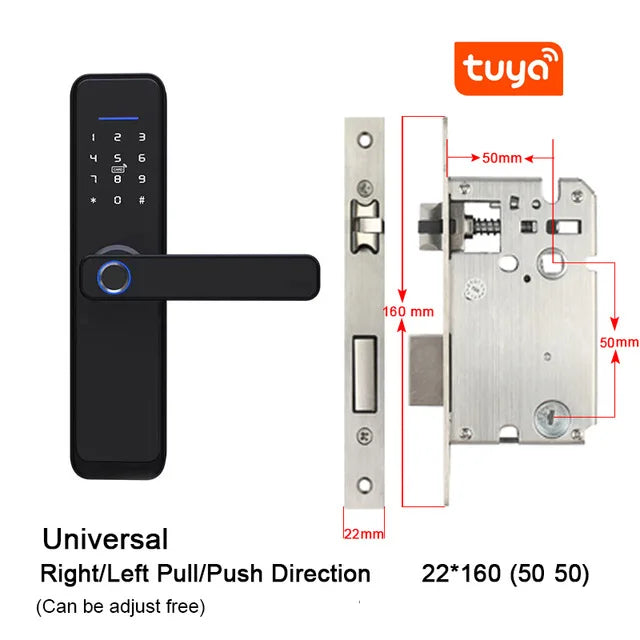 Custom Hot Waterproof Tuya APP smart lock Fingerprint door lock WiFi Smart door lock RFID Card Electronic Digital Security password loc Manufacturer
