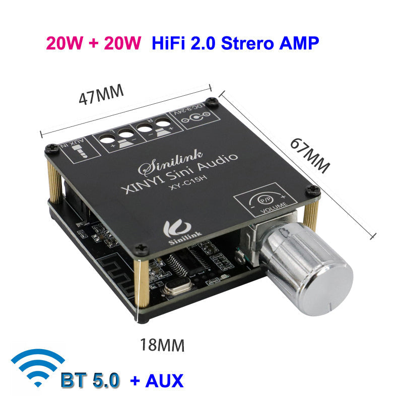 2*20W Power Amplifier Class D Audio 10W~200W HiFi Stereo Wireless -Compatible Music Player Mini App Digital AMP pcb assembly Customize