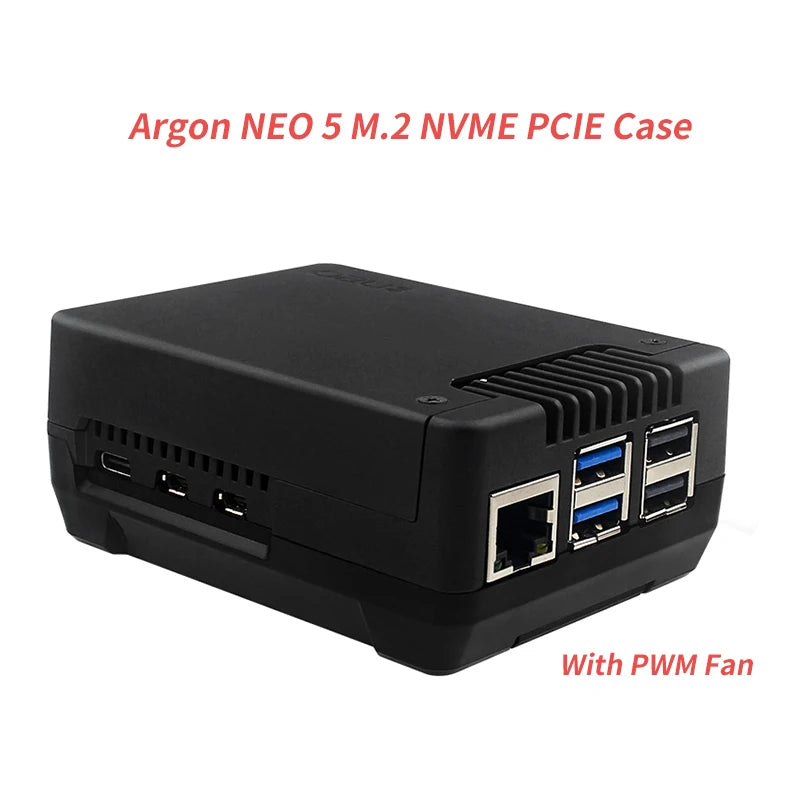 Argon NEO 5 M.2 NVMe PCIe Case with PWM Fan Built-in Heatsink SSD Boot Support for Raspberry Pi 5