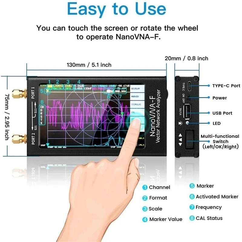 Custom modules Portable Handheld Vector Network Analyzer SWR Meter 50KHz-1000MHz 4.3 Inch IPS TFT Digital Display Touch Screen MF H Manufacturer