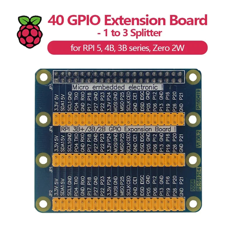 Raspberry Pi GPIO Extension Board 1 To 3, 40 Pin GPIO Module for Raspberry Pi 5, 4B, 3B+/3B, Zero 2 W Banana Pi